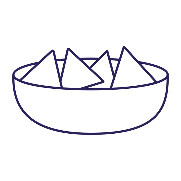 Mexican nachos bowl line style icon vector design — 스톡 벡터