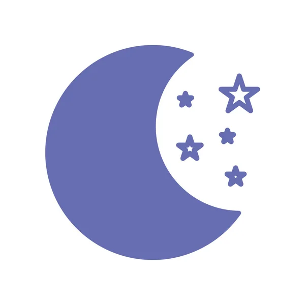 Měsíc s hvězdami čára a výplň styl ikony vektor design — Stockový vektor