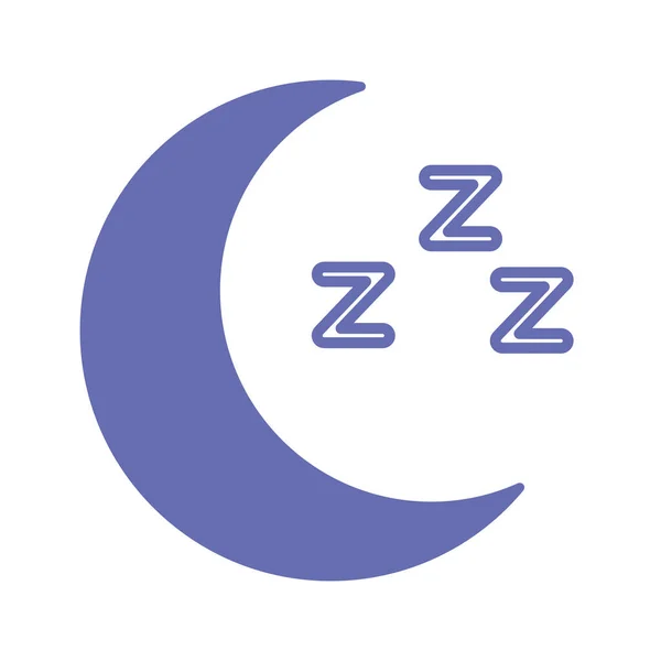 Línea de luna dormida y diseño de vector icono de estilo de relleno — Vector de stock