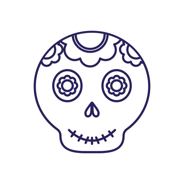 Mexican 두개골 라인 스타일 아이콘 벡터 설계 — 스톡 벡터