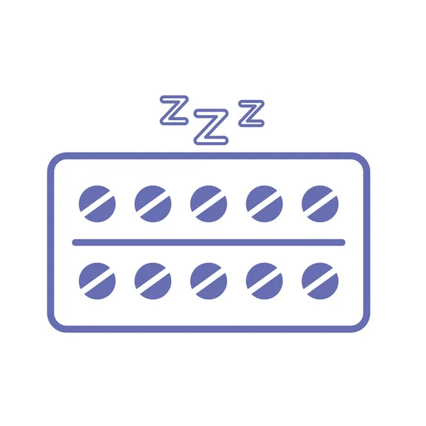 Pastillas para dormir línea y relleno icono de estilo diseño de vectores — Vector de stock