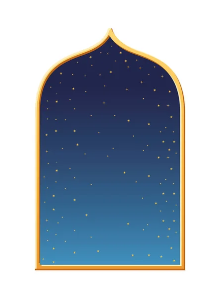 Indio ventana de oro en la noche con estrellas vector de diseño — Vector de stock