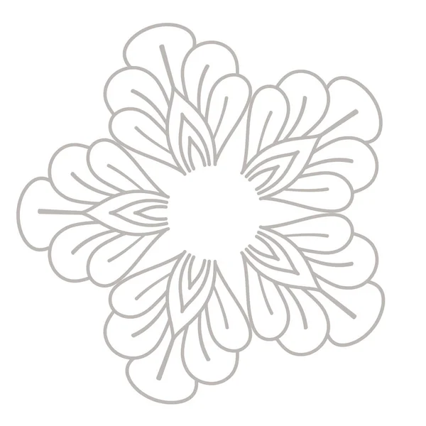 Ornement en forme de fleur dessin vectoriel argenté — Image vectorielle