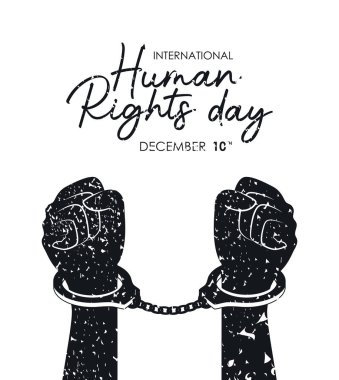 international human rights and black hands with cuffs vector design clipart