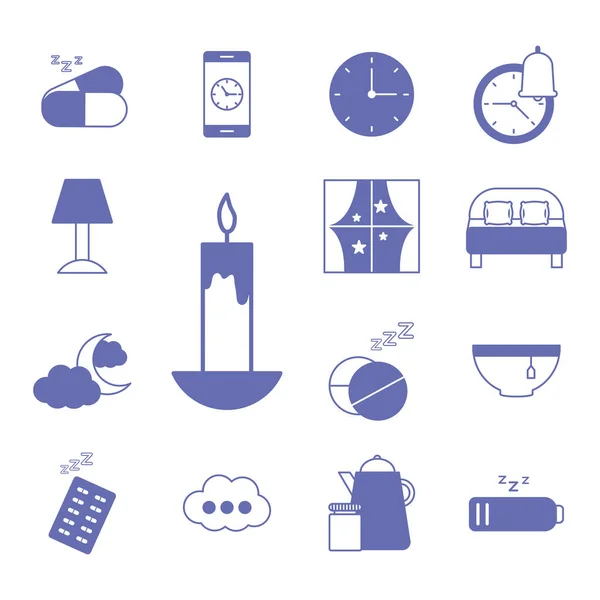 Insomnia line and fill style set icons vector design — Stock Vector