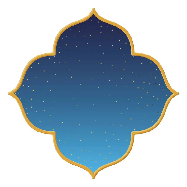 Индийское золотое окно ночью с векторным дизайном звезд — стоковый вектор