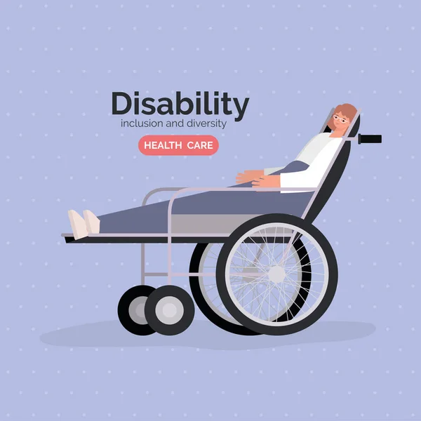 Kreskówka kobieta niepełnosprawność na wózku inwalidzkim projekt wektora — Wektor stockowy