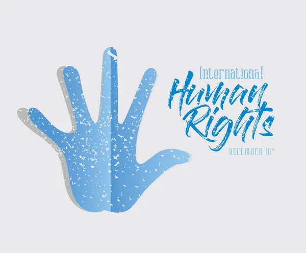 Internationella mänskliga rättigheter och vektordesign för blått handavtryck — Stock vektor