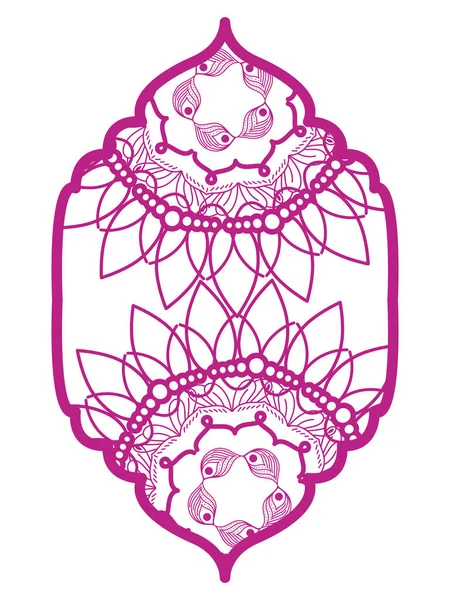Mandala nel disegno vettoriale viola cornice — Vettoriale Stock