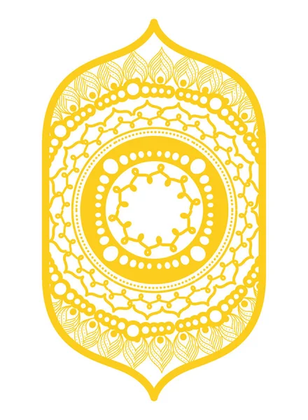 Mandala nel disegno vettoriale giallo cornice — Vettoriale Stock