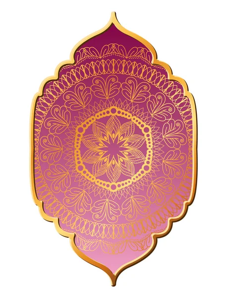 Mandala oro nel disegno vettoriale cornice rosa — Vettoriale Stock