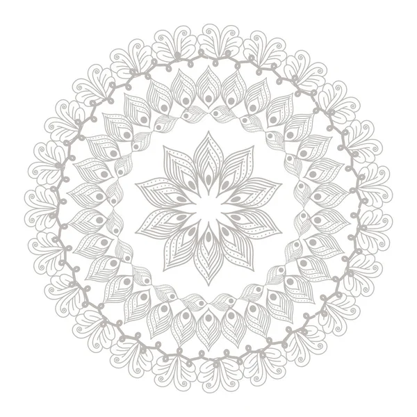 Mandala silver flower shaped vector design — Stock Vector