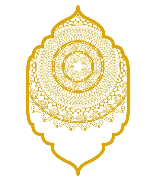 Mandala en el diseño de vectores de oro marco — Vector de stock