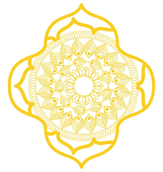 Mandala in frame yellow vector design — Stock Vector