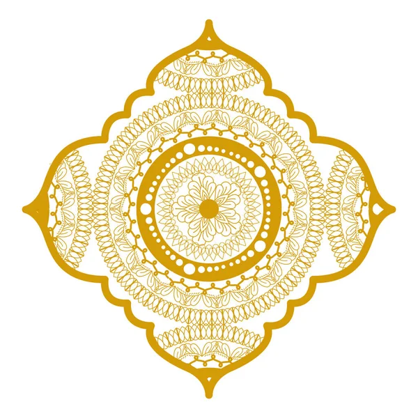 Mandala in telaio disegno vettoriale oro — Vettoriale Stock