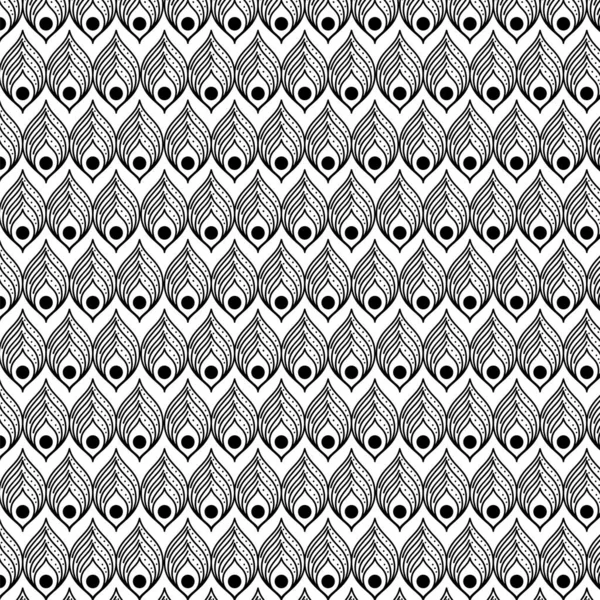 Fond noir et blanc plumes motif vectoriel design — Image vectorielle