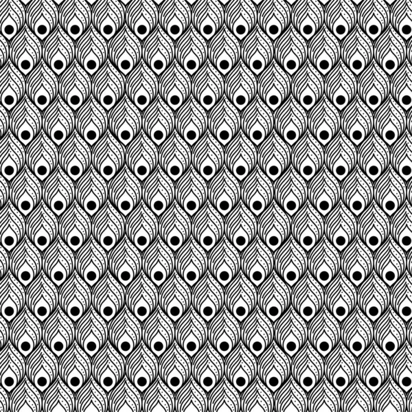 Fond noir et blanc plumes motif vectoriel design — Image vectorielle