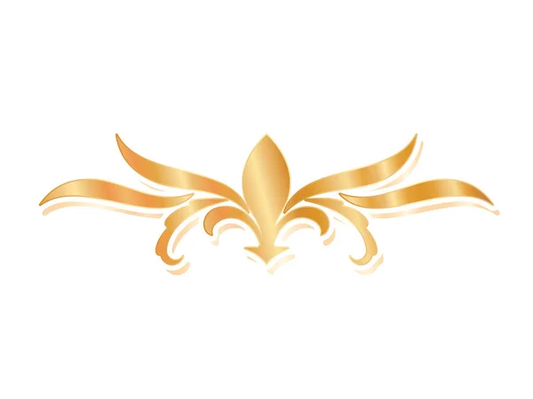 Ornamento divisore con disegno vettoriale in oro fiore lis — Vettoriale Stock