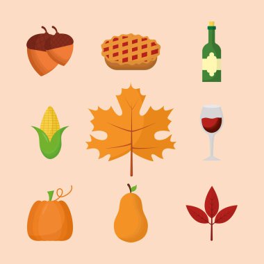 Şükran Günü 'nüz kutlu olsun. Simge vektör tasarımı