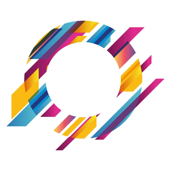 Marco de círculo moderno diseño vectorial multicolor y rayado — Vector de stock