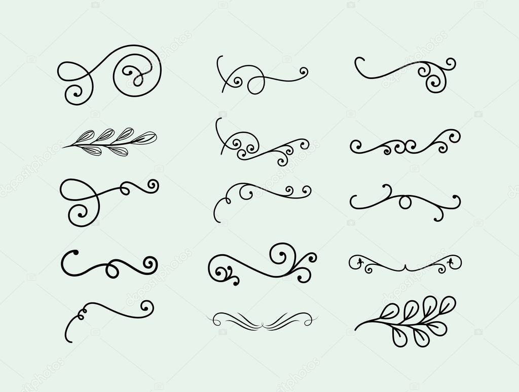 dividers ornaments line style set of icons vector design
