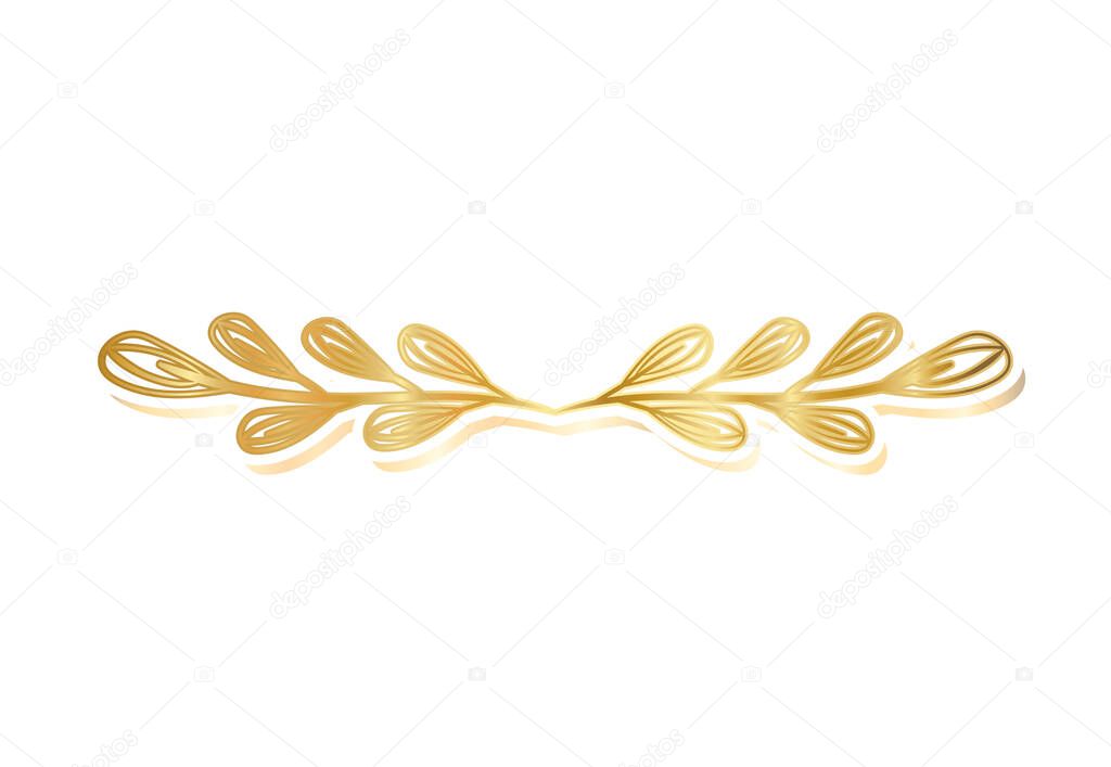divider ornament leaves gold vector design