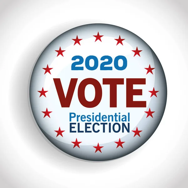 Élection présidentielle USA vote 2020 bouton avec des étoiles vectorielles design — Image vectorielle