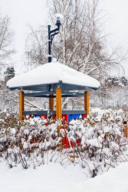 sokak lambası ve kış park Bahçe Ev