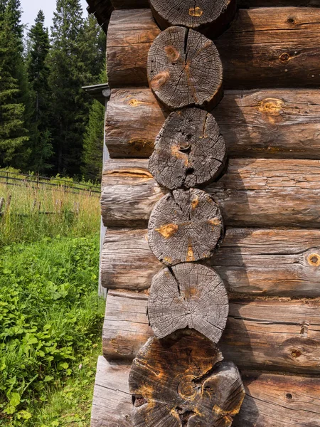 Elements Old Rustic House Made Wooden Logs — Stock Photo, Image