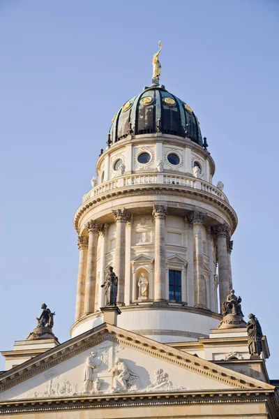 Nowy Kościół Deutscher Dom Lub Niemiecki Katedry Gendarmenmarkt Pomnik Friedricha — Zdjęcie stockowe