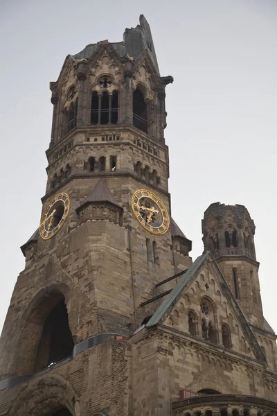Bombardován Památný Kostel Kaiser Wilhelm Berlíně Noci — Stock fotografie