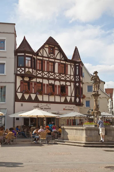 Reutlingen Marktplatz Deutschland Mit Geschäften Kneipen Cafés — Stockfoto