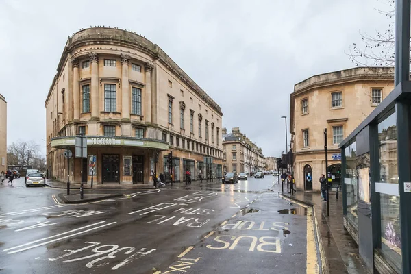 Downtown Bath Wielka Brytania Deszczowy Dzień — Zdjęcie stockowe