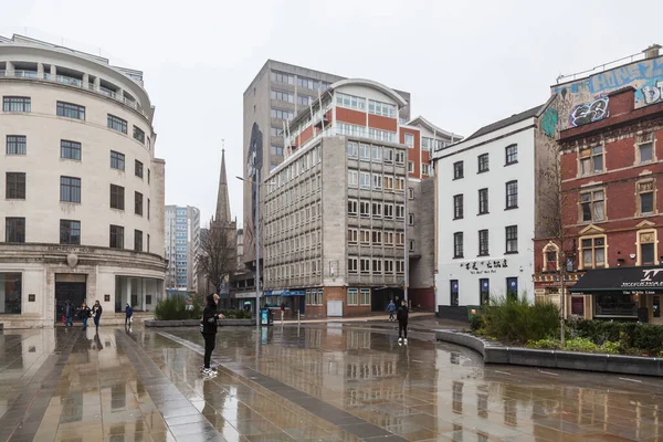 Straat Het Centrum Van Bristol Verenigd Koninkrijk Tijdens Regenachtige Dag — Stockfoto