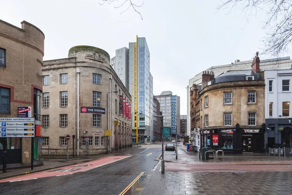 Shopping Street Center Bristol Rainy Day — стоковое фото