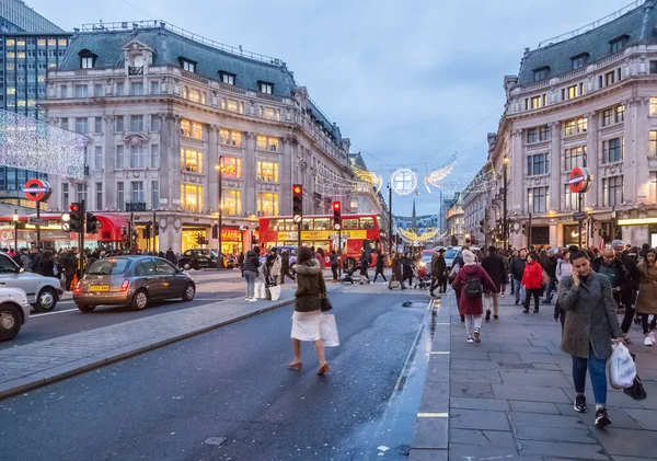 Christmas Lights Regent Street London Christmas Lights Attract Thousands Shoppers — Stock Photo, Image