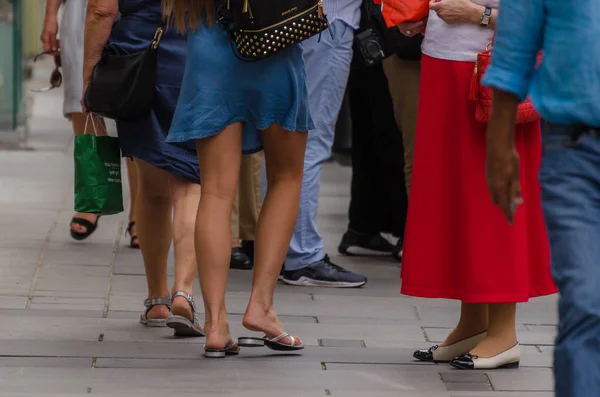 Woman Blue Skirt City Summer — Stock Photo, Image