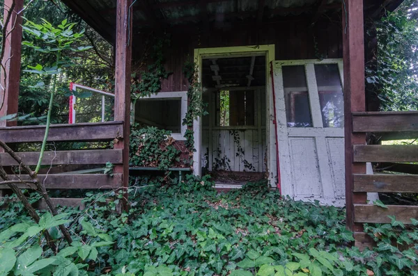 Überwuchertes Altes Haus Wald — Stockfoto
