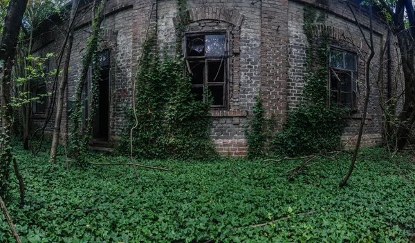 Fábrica Abandonada Con Vista Panorámica Ladrillo —  Fotos de Stock