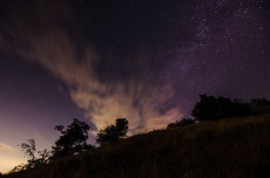 yıldız gece ve doğa ile güzel bulutlar