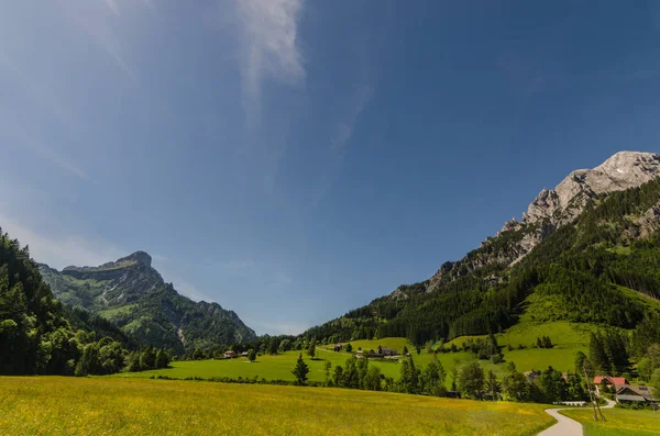 ハイキング休暇にしながら山に広い自然の風景 — ストック写真