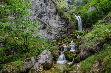 dağlarda şelale, birçok küçük adımlar