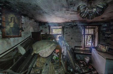 sonra bir yangın panorama görünüm Oda