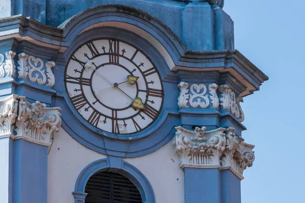 Clock Blue Church Detail View Blue Sky Austria — Stock Photo, Image