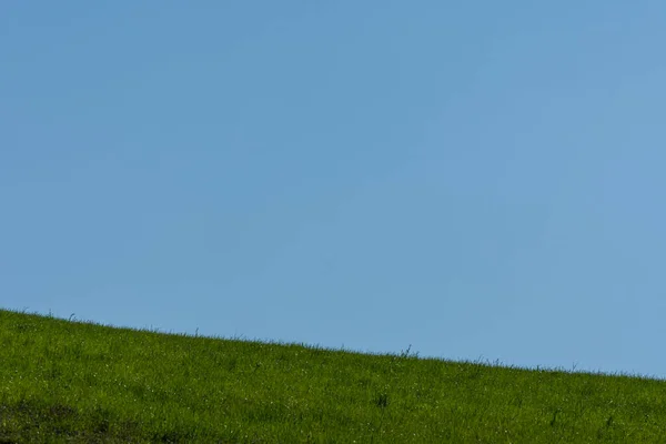Oblique Hill Green Grass Blue Sky — Stock Photo, Image