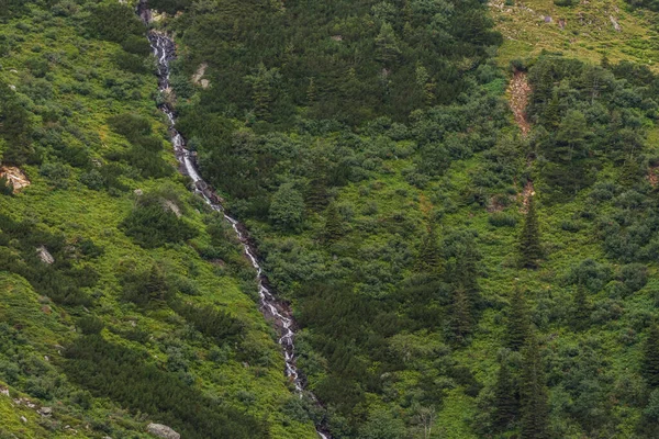 Mały Wodospad Zielonych Górach Podczas Wędrówki — Zdjęcie stockowe