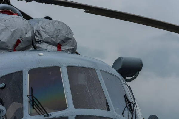 Bir Hava Gösterisinde Helikopter Detay Görünümünden Pencere Kokpiti — Stok fotoğraf