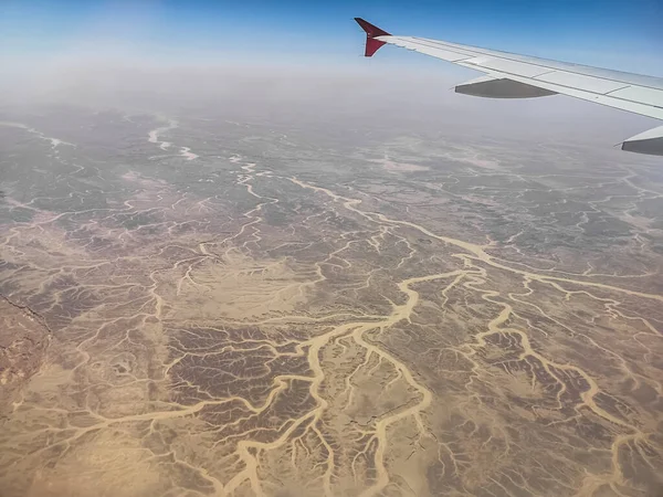 Vista Durante Volo Deserto Con Molte Vene — Foto Stock