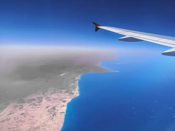 Vista Sul Mare Azzurro Orizzonte Volo Vacanza — Foto Stock