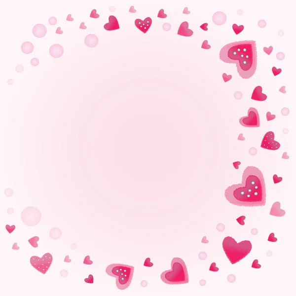 original frame of pink hearts on a light background for greeting cards for Valentine\'s Day.